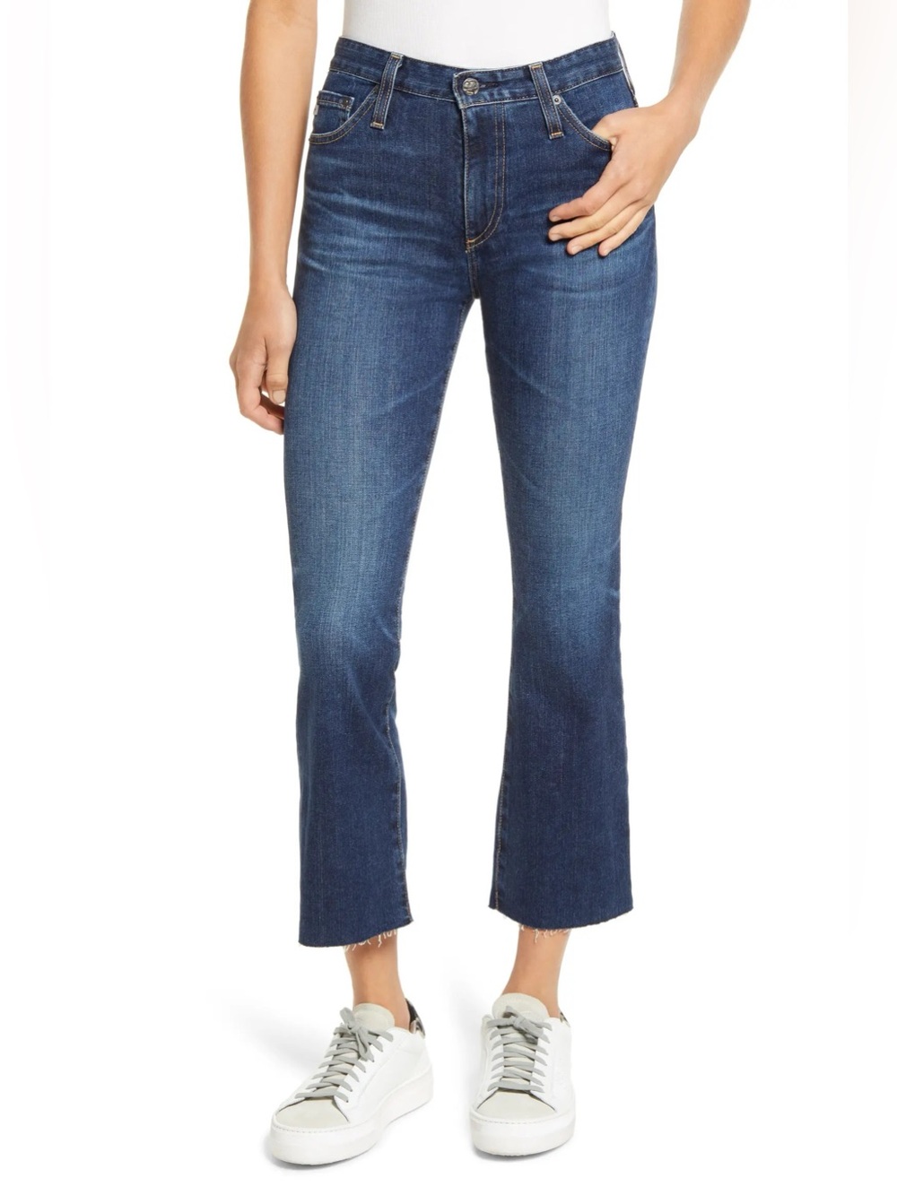 AG The Jodi Crop High Rise Slim Flare Crop Jeans Size 27 Dark Wash